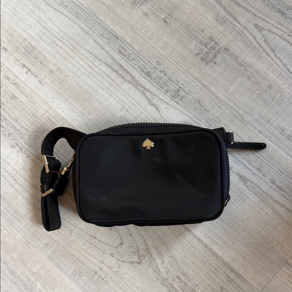 Black Crossbody Bag with Gold Accent